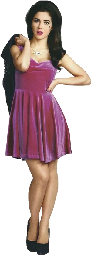 Elegant Womanin Purple Dress PNG image