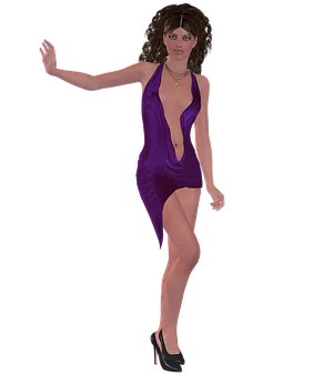 Elegant Womanin Purple Dress