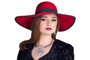 Elegant Womanin Red Hat