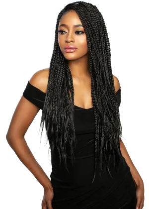 Elegant Womanwith Long Dreadlocks PNG image