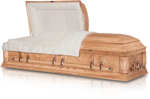 Elegant Wooden Casket Open Lid PNG image