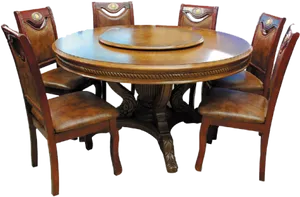 Elegant Wooden Dining Set.png PNG