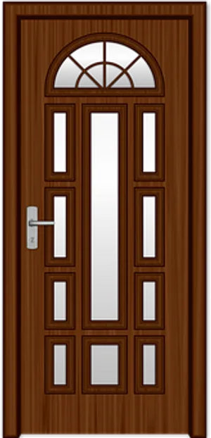 Elegant Wooden Doorwith Glass Panels