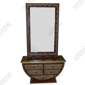 Elegant Wooden Dressing Tablewith Mirror PNG image