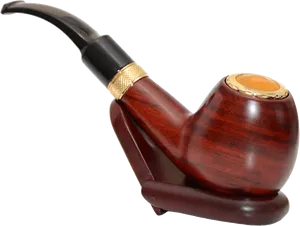 Elegant Wooden Smoking Pipe PNG image