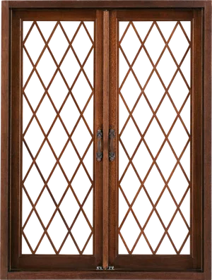 Elegant Wooden Window Design PNG