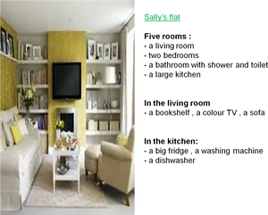 Elegant Yellow Living Room Interior PNG image