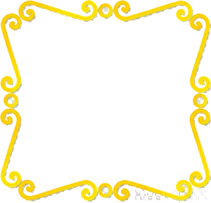 Elegant Yellow Scroll Corner Border Design PNG image