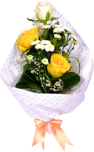 Elegant Yellowand White Birthday Bouquet PNG image