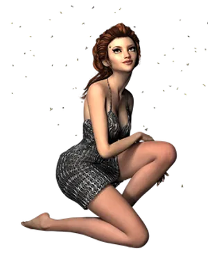 Elegant3 D Animated Woman Silver Dress