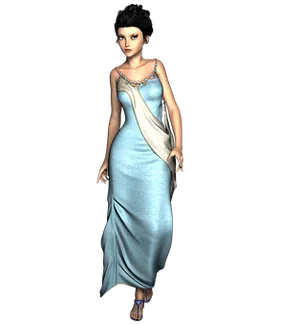Elegant3 D Modelin Blue Dress