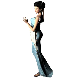 Elegant3 D Modelin Blue Dress