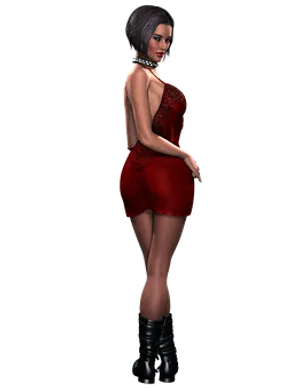 Elegant3 D Modelin Red Dress PNG image
