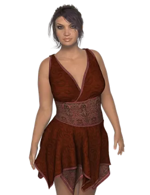 Elegant3 D Modelin Red Dress
