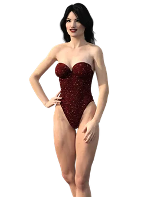 Elegant3 D Modelin Red Swimsuit