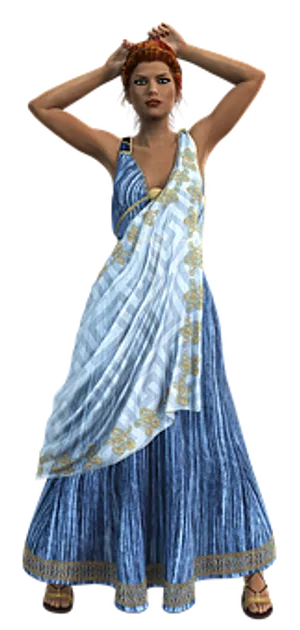 Elegant3 D Modelin Traditional Dress