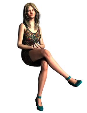 Elegant3 D Rendered Woman Sitting