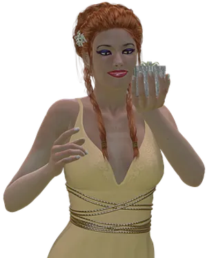Elegant3 D Woman Holding Gift
