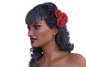 Elegant3 D Woman Profilewith Flower