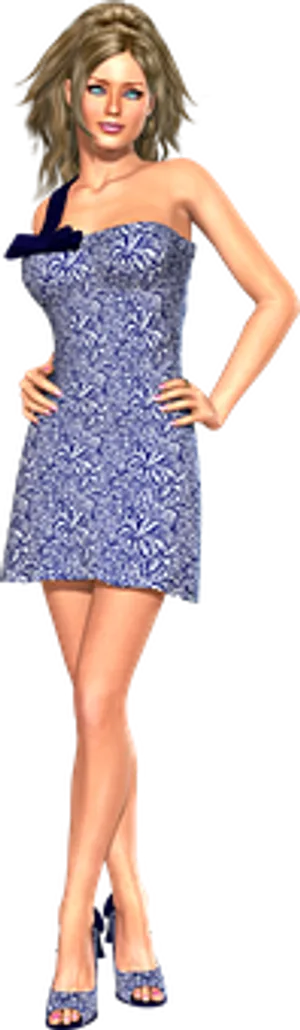 Elegant3 D Womanin Blue Dress