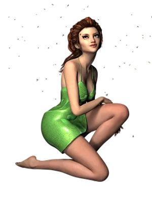 Elegant3 D Womanin Green Dress