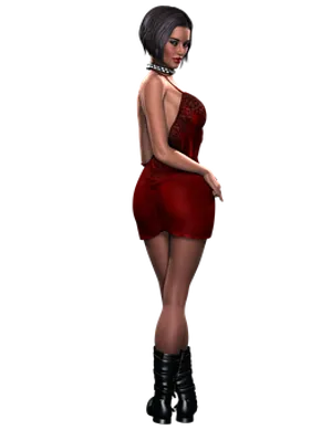 Elegant3 D Womanin Red Dress