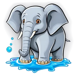 Elephant Cartoon In Water PNG 06212024
