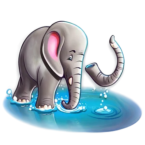 Elephant Cartoon In Water PNG 19 PNG