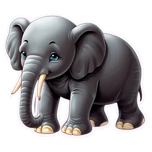 Elephant Cartoon Sticker PNG 06212024