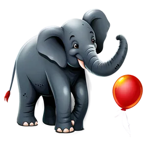 Elephant Cartoon With Balloon PNG Alr