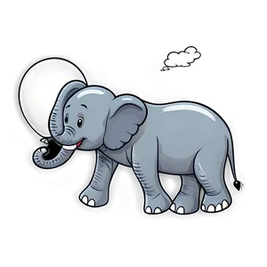 Elephant Cartoon With Balloon PNG Caa