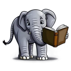Elephant Cartoon With Book PNG Cds PNG