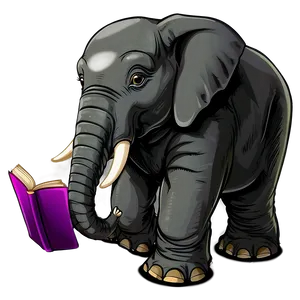 Elephant Cartoon With Book PNG Ous69 PNG