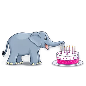 Elephant Cartoon With Cake PNG 06212024 PNG