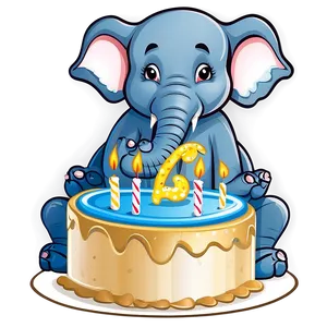 Elephant Cartoon With Cake PNG 06212024 PNG