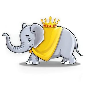 Elephant Cartoon With Crown PNG 06212024