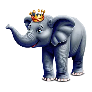 Elephant Cartoon With Crown PNG 06212024