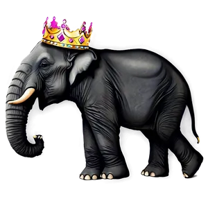 Elephant Cartoon With Crown PNG Tun PNG
