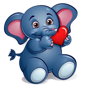 Elephant Cartoon With Heart PNG Fam82 PNG