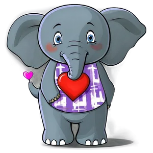 Elephant Cartoon With Heart PNG Mmx PNG