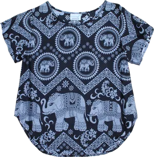 Elephant Print Bohemian Top PNG image