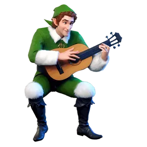 Elf Bard Playing Lute PNG 05232024