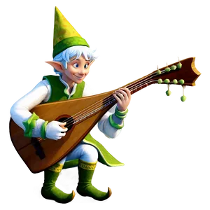 Elf Bard Playing Lute PNG 05232024