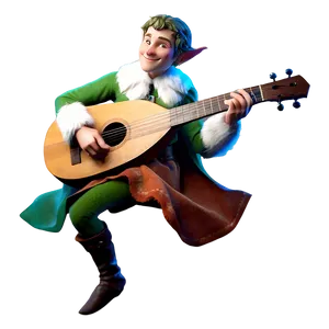 Elf Bard Playing Lute PNG Gvk