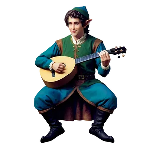 Elf Bard Playing Lute PNG Lsb