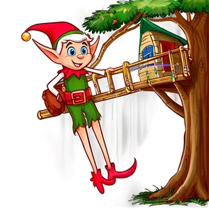 Elf Building Treehouse Png 05232024 PNG image