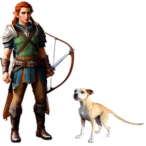 Elf Hunter With Pet PNG 05232024
