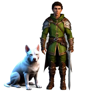 Elf Hunter With Pet PNG Xtc
