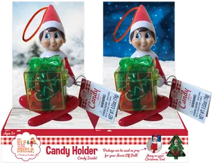 Elf On The Shelf Candy Holder Christmas Decoration PNG image