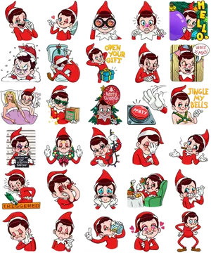 Elf_ On_ The_ Shelf_ Emotions_and_ Actions_ Stickers PNG image